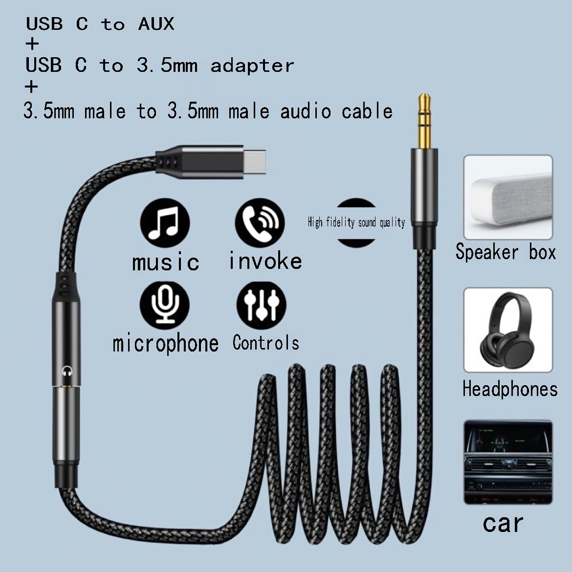 Adaptateur USB C vers prise casque 3,5 mm et chargeur – Adaptateur audio  SOOMFON 2 en 1 avec charge rapide PD 60 W, câble de type C vers dongle