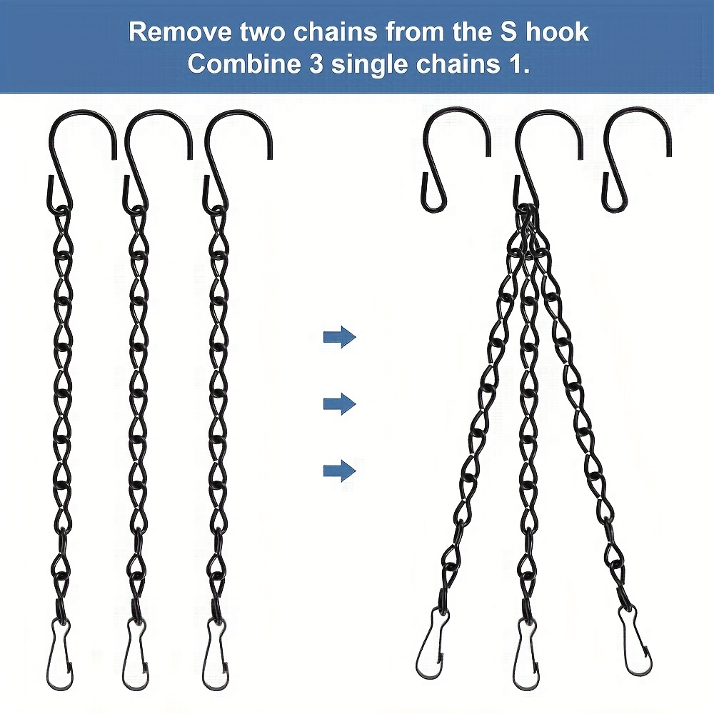 Hanging Chains 24cm Extension Chain Link with S-Shaped Hooks 6Pcs