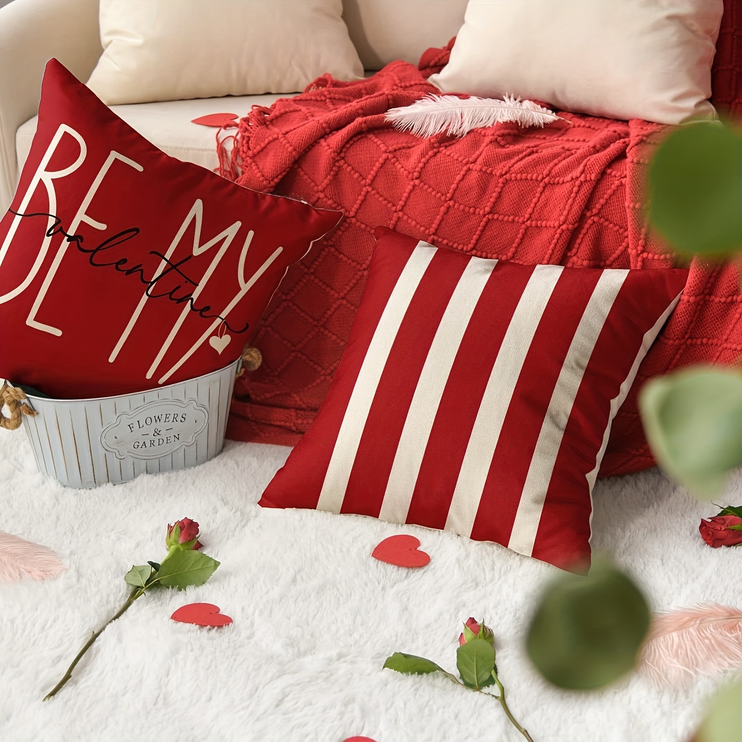 Colorlife Be My Valentine Love Stripes Throw Pillow Covers - Temu