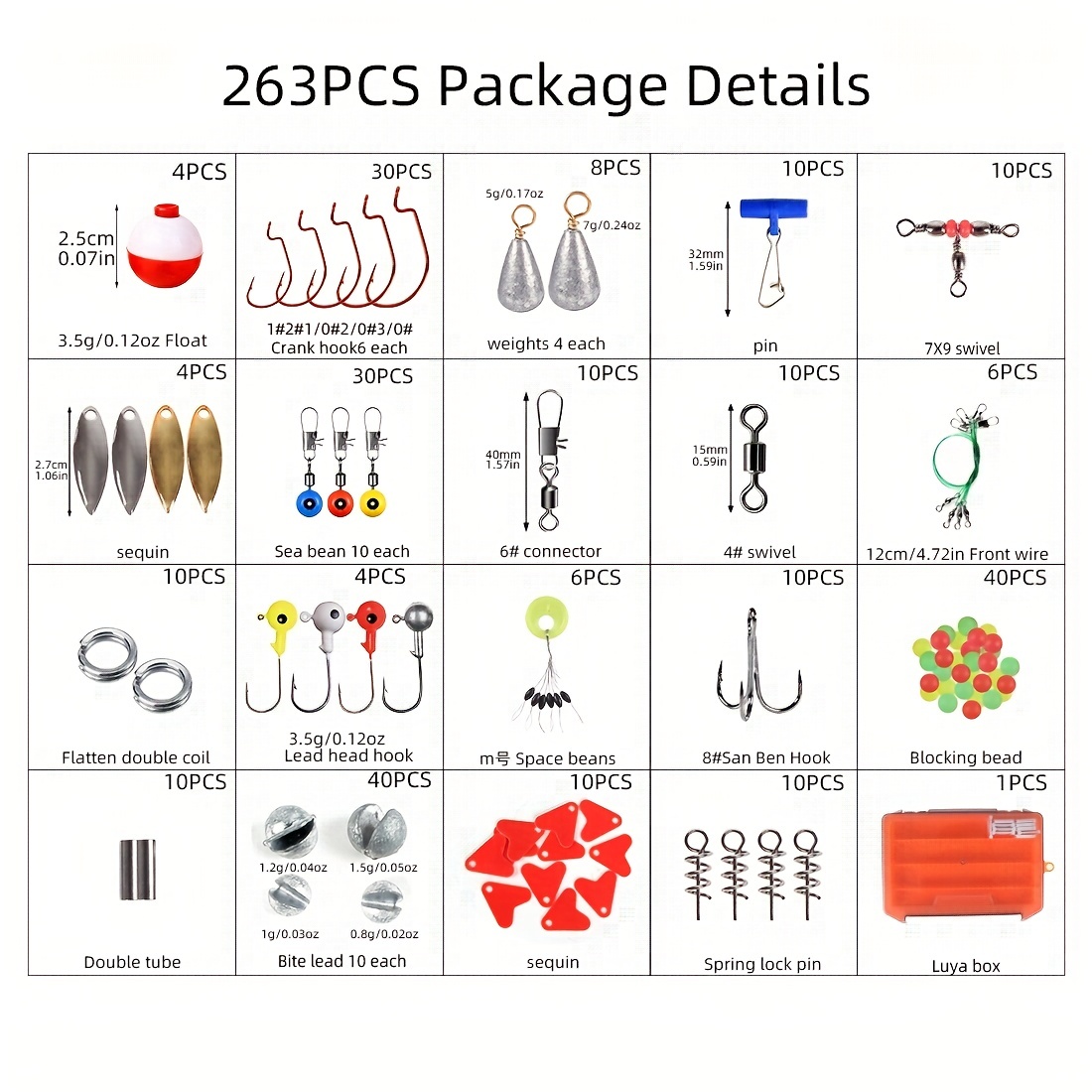 246pcs/box Fishing Tackles Box Accessories Kit Set with Hooks Snap
