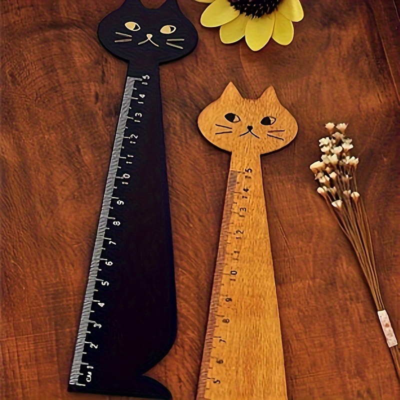 Cat Wooden Ruler Drawing Graphic Scale Ruler Stationery