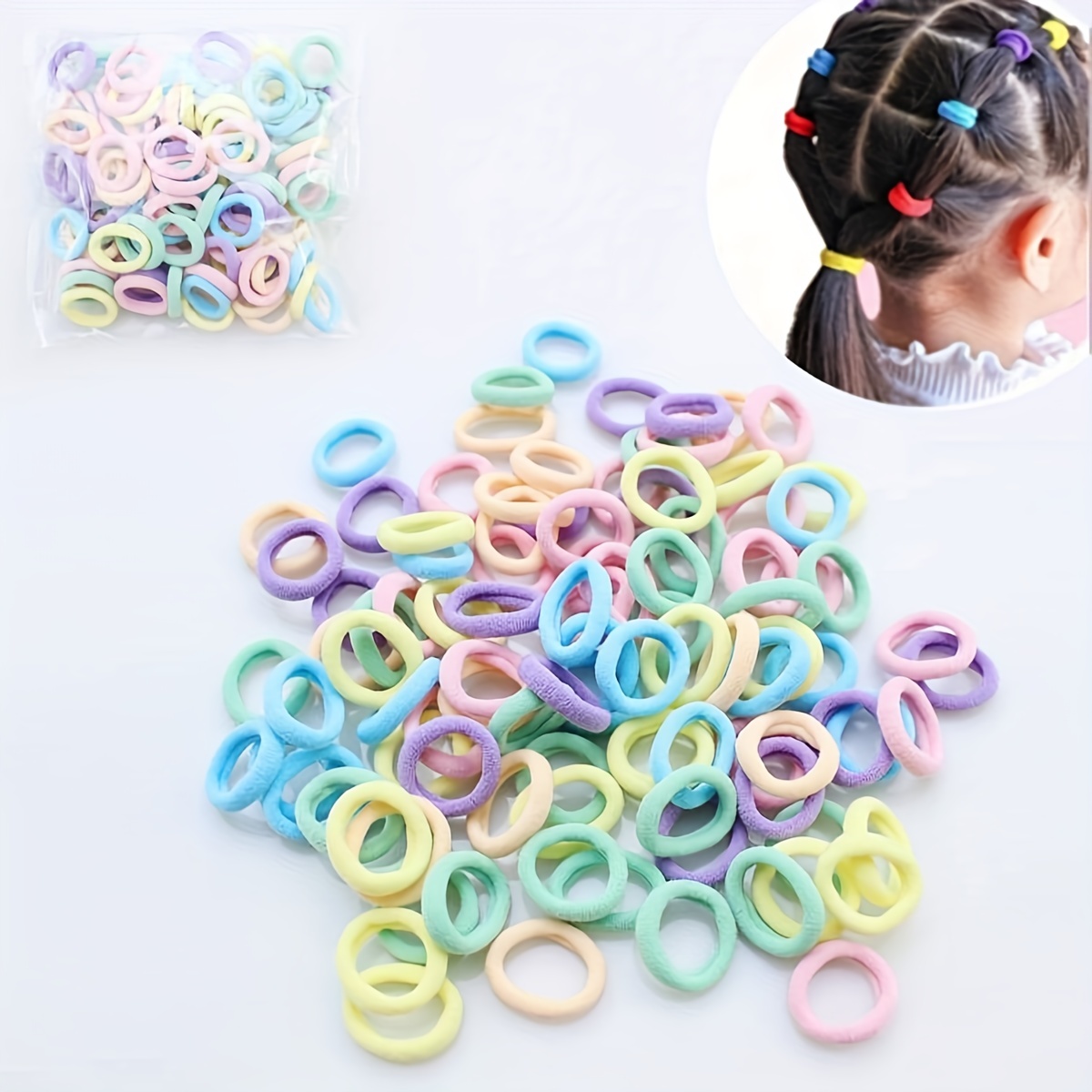 100pcs Girls Colorful Hair Bands Children Ponytail Holder, Scrunchies Small  Elastic Headband Cute Kids Hair Accessories, Ideal choice for Gifts