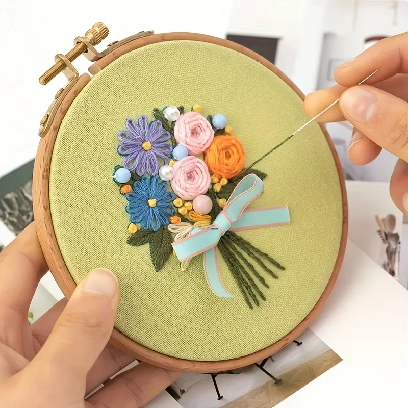 Diy Embroidery Material Bag Beginners Self Embroidering - Temu