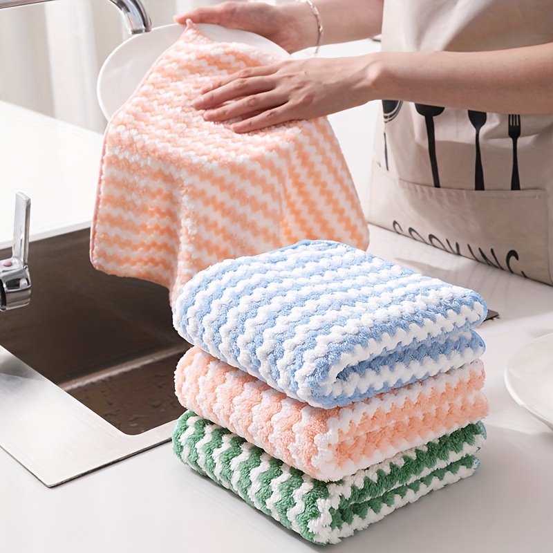 Striped Dish Towels Double Sided Super Absorbent Square Dish - Temu