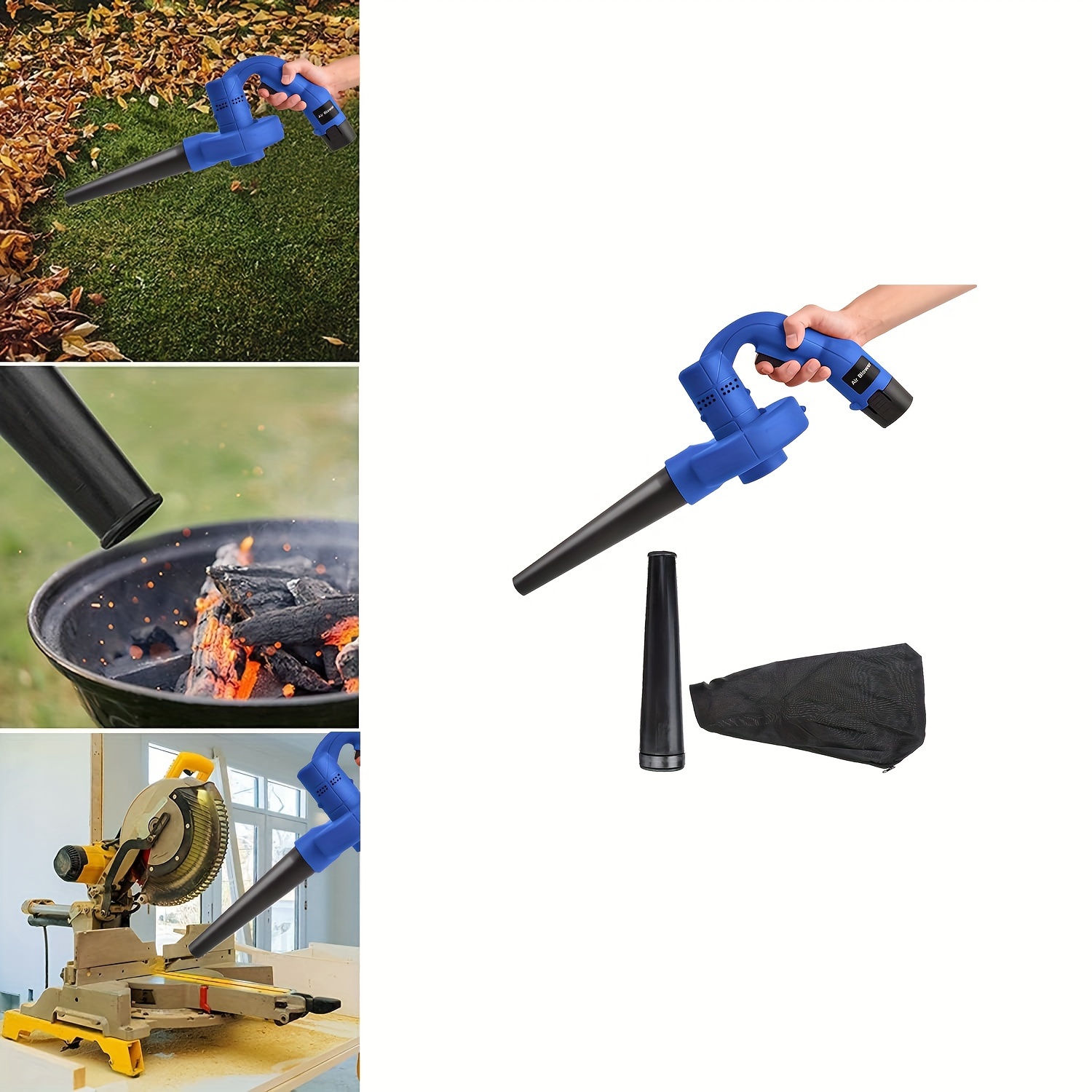1pc Portable Wireless Electric Blower & Vacuum Leaf Collector, Suitable For  Yard Leaves Cleaning With Manual Book, Built-in Battery Charger