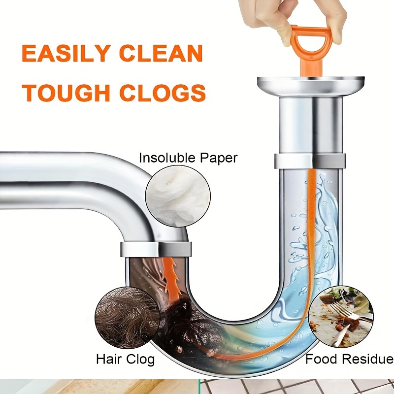 5pcs 19.6 Inch Drain Clog Remover Tool, Drain Cleaner Hair Clog