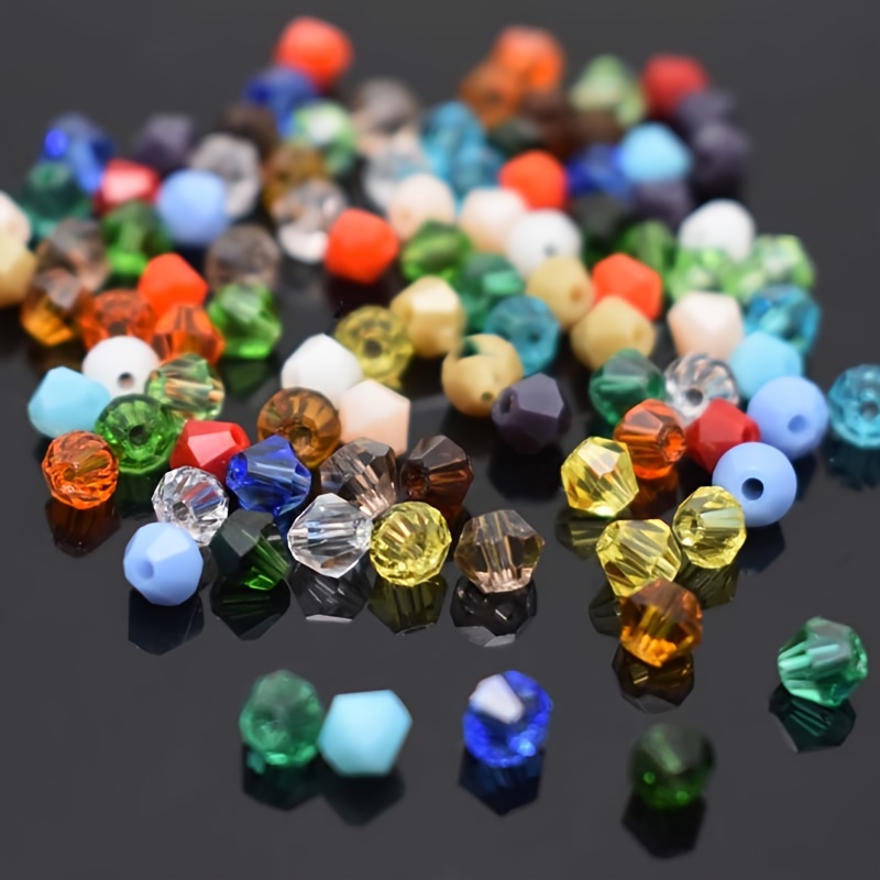 Bicone Acrylic Beads in 4mm | Small Diamond Beads | Rhombus Spacer Beads |  Plastic Crystal Bead | Gemstone Beads | Faceted Bead Supply (100pcs /