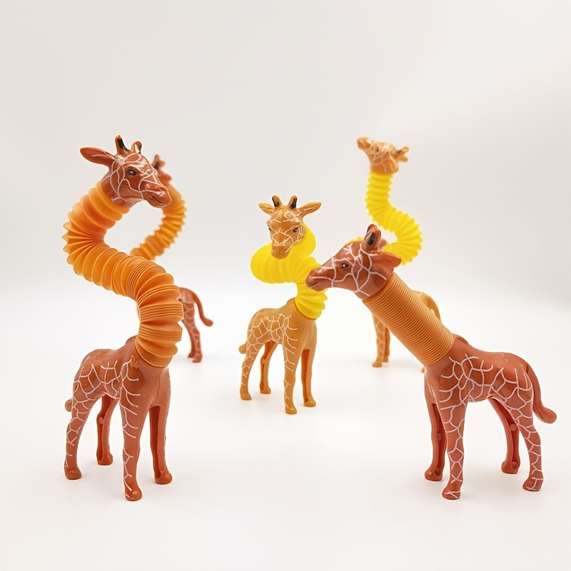 Paquet De 4 Jouets Girafe Télescopiques Avec Ventouse, Tubes Pop