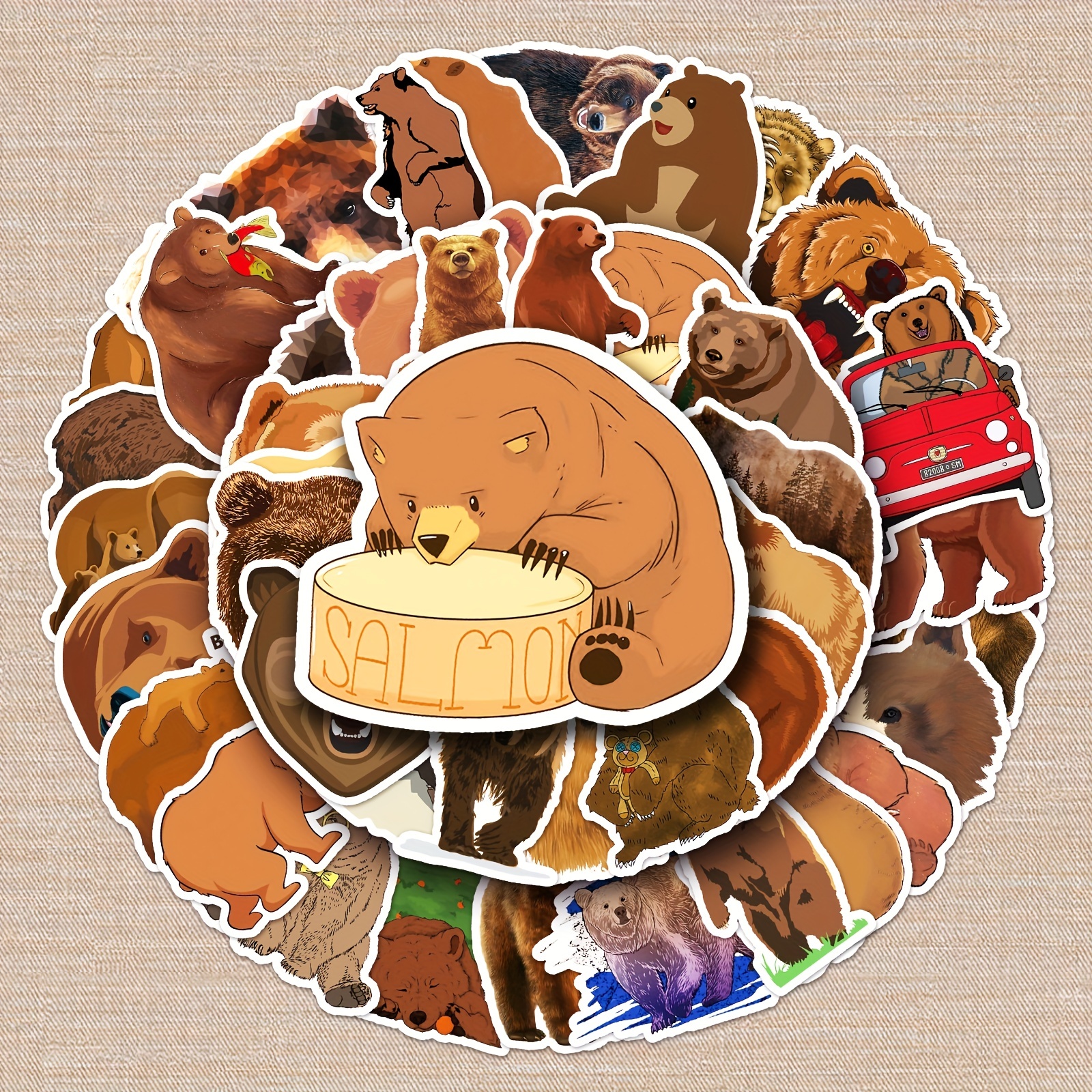 50pcs/Pack Animal-Food Theme Sweet Donut Cartoon Graffiti Sticker