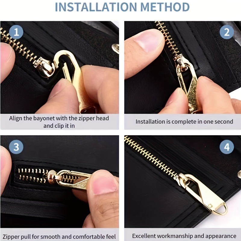  Zipper Pull Replacement,Metal Zipper Handle Mend Fixer Zipper  Tab Repair for Luggage Suitcase Bag,Backpack,Jacket Bags,Coat Boots (Black)