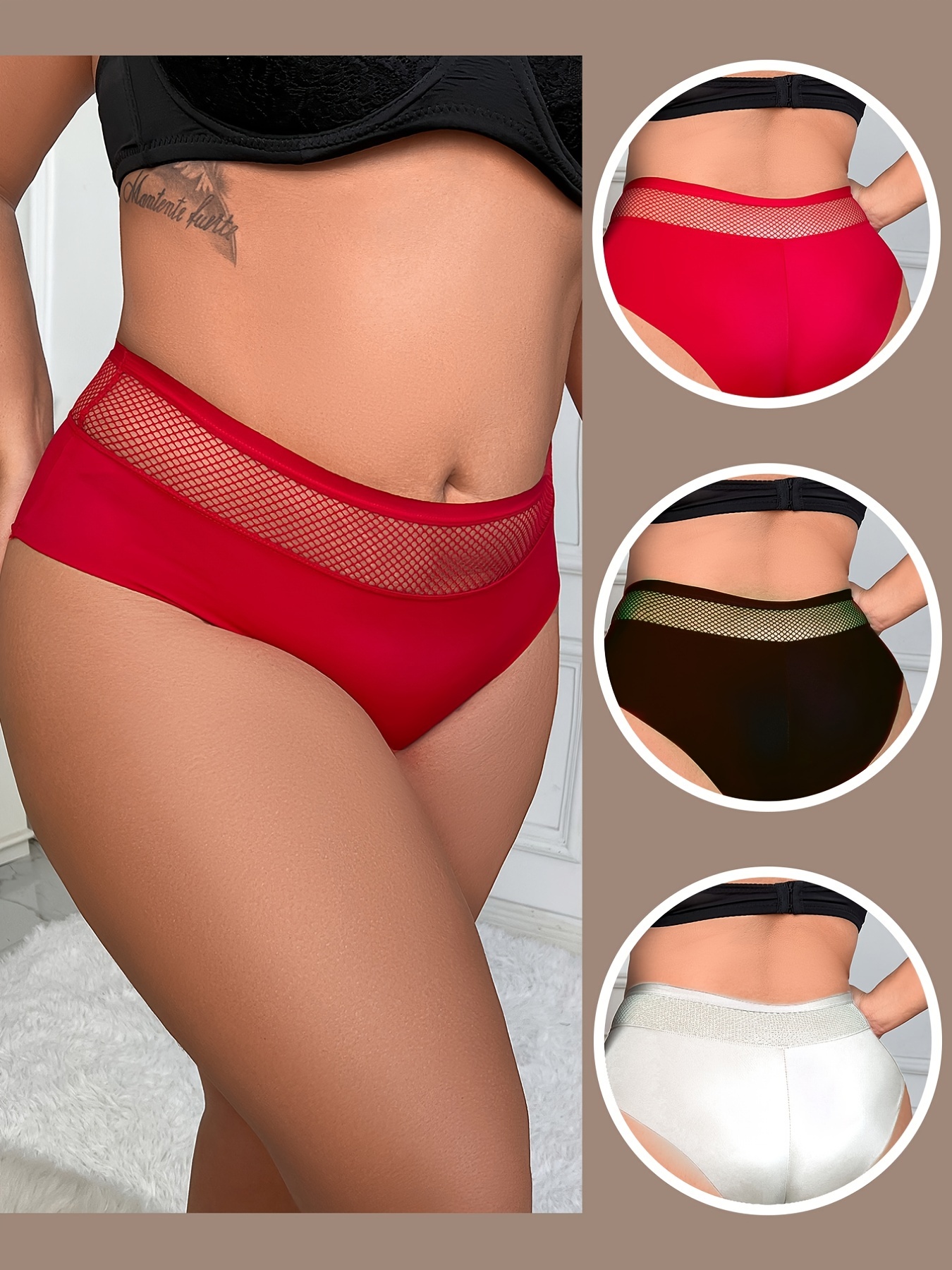 Sexy High Comfortable Lace Briefs Stretchy Semi sheer - Temu