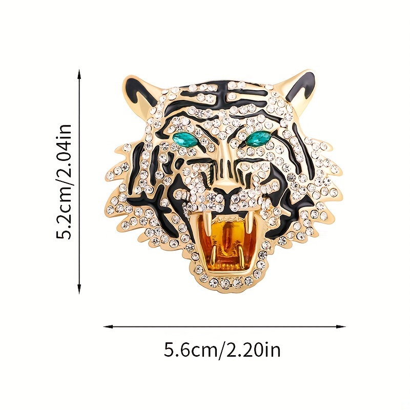 Rhinestone Roaring Tiger Brooch, Creative Clothing Accessory