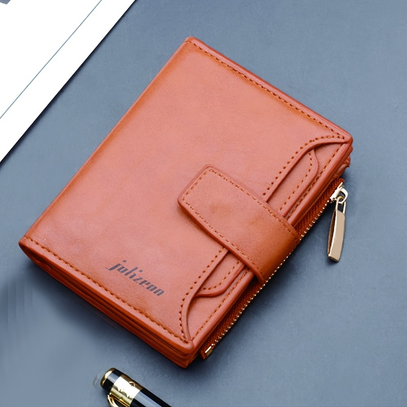 Wallet For Men Short Casual Business Foldable Bifold Wallets Pu Leather  Luxury Small Zipper Coin Pocket Purse - Temu