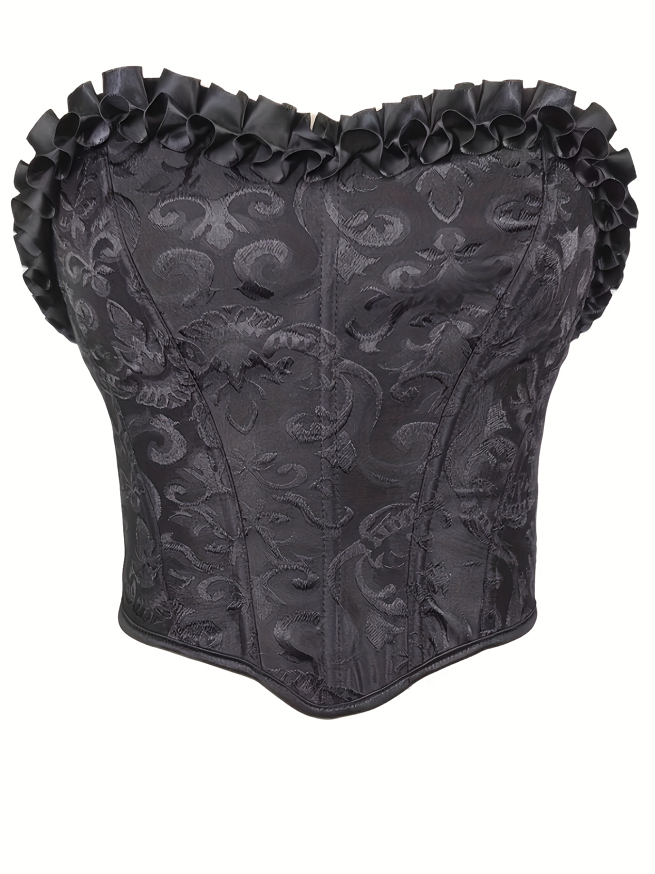 Jacquard Lace Bustiers Ruffle Strapless Front Hook Corsets - Temu Canada