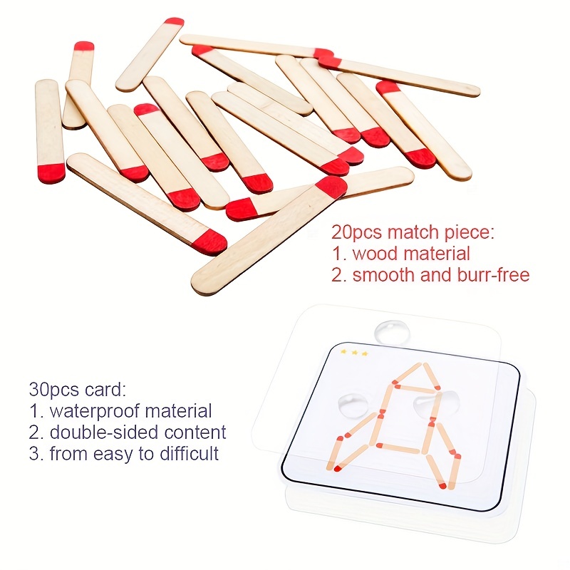 Montessori Matches Puzzles Spiel Holzspielzeug Kinder Mobile Matches DIY  Mathematik Geometrie Brettspiel Denkspiel Logiktraining Lernspielzeug für