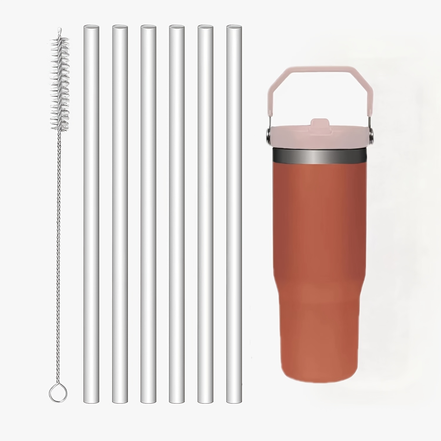 Clear Replacement Straws For Stainless Steel Tumbler, Reusable Plastic  Straws With Cleaning Brush, Cup Accessories - Temu