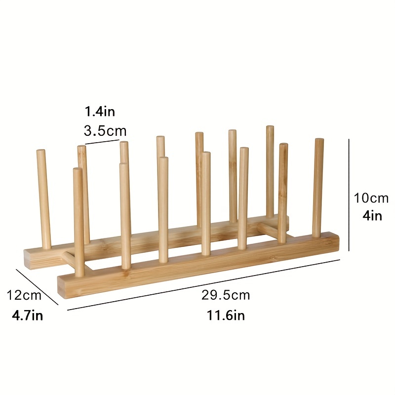 1pc Bamboo Dish Rack, Draining Rack - Six Compartments, Bamboo