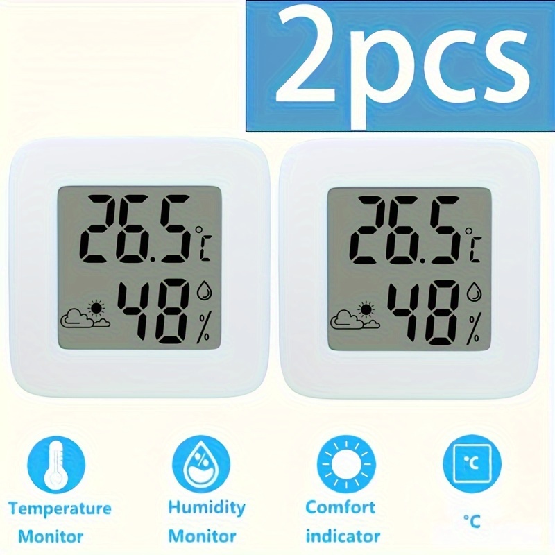 Termómetro Digital Higrómetro Temperatura Interior Exterior Medidor De  Humedad C/F Pantalla LCD Sensor Sonda Estación Meteorológica - Temu