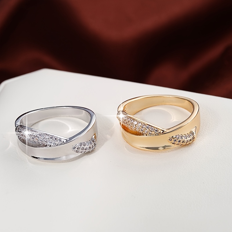 18K Plated Creative Cross Zirconia Ring For Women