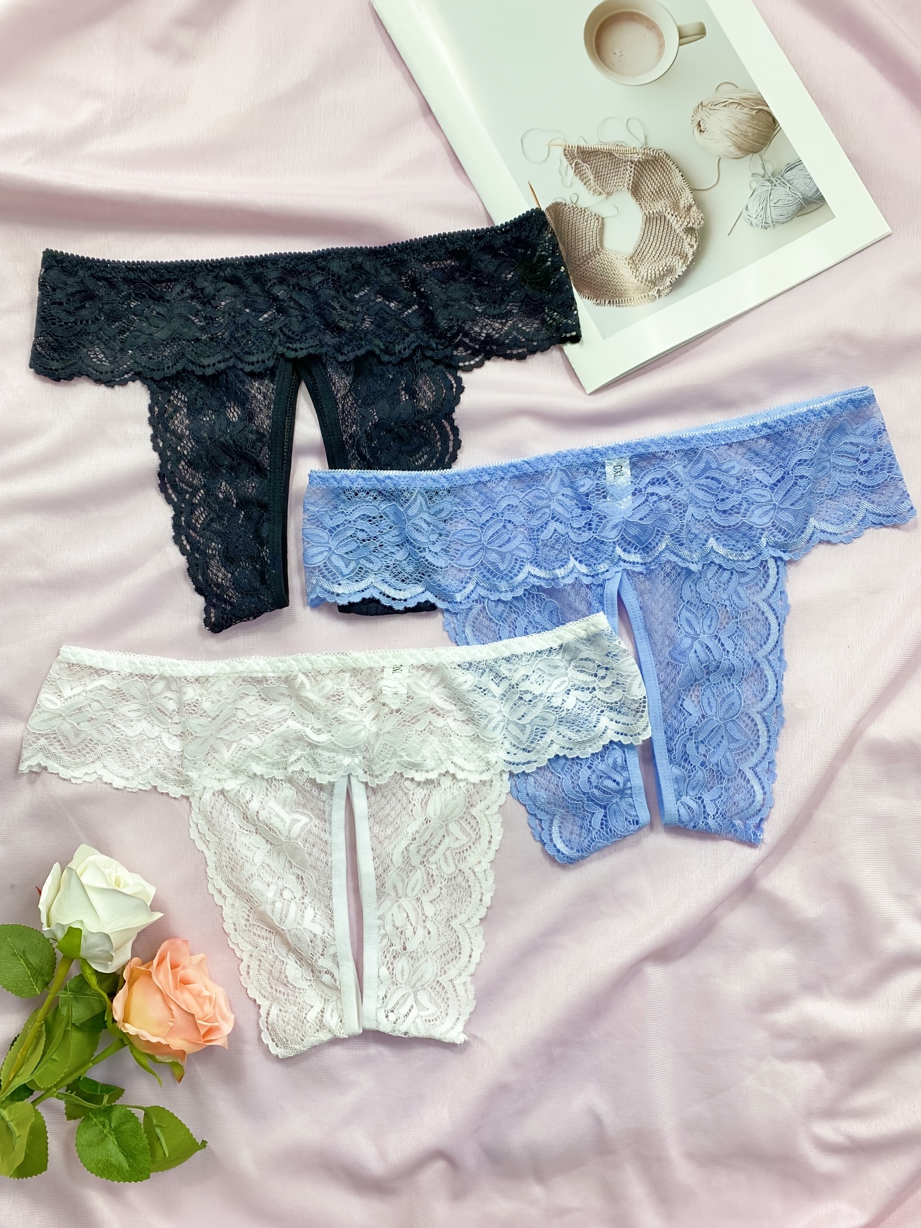 Cheap Lace Thongs 3Pcs/set Women Sexy G-string Underpants S-XL Lace  Underwear Ladies Floral Panties Female Lingerie