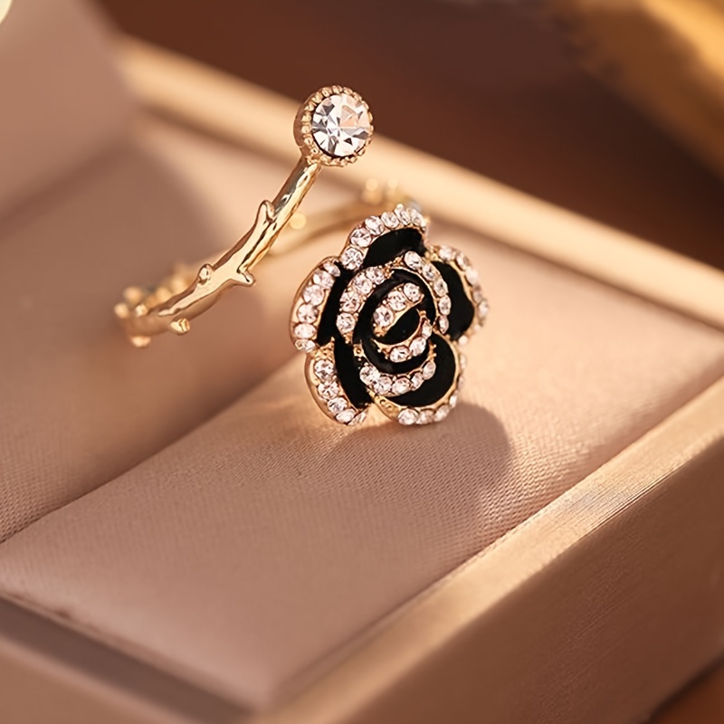 

1pc Fashion Shiny Camellia Open Ring, Men's Index Finger Ring