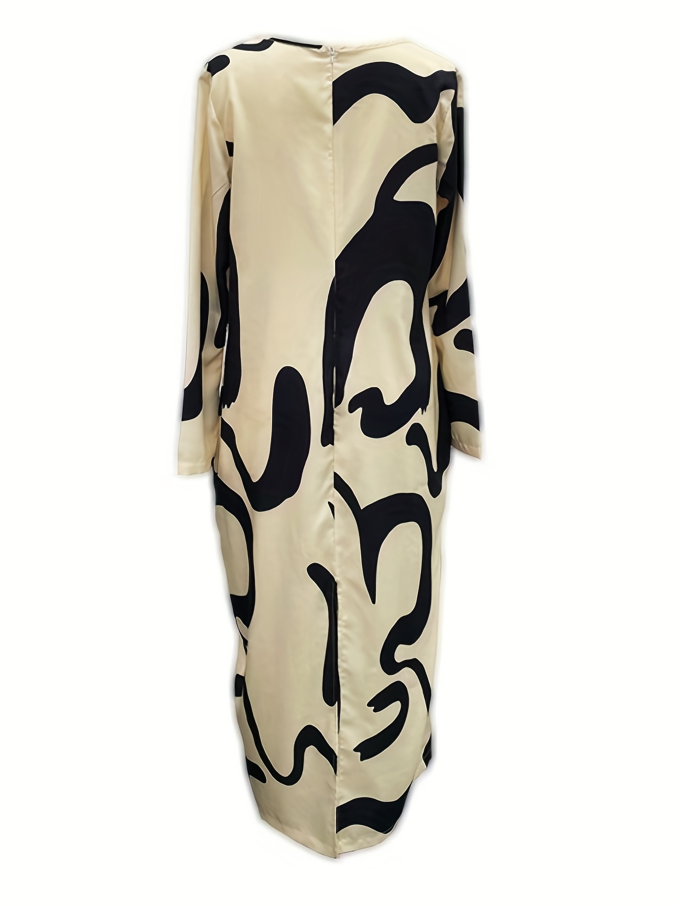 abstract print maxi dress casual crew neck long sleeve dress womens clothing