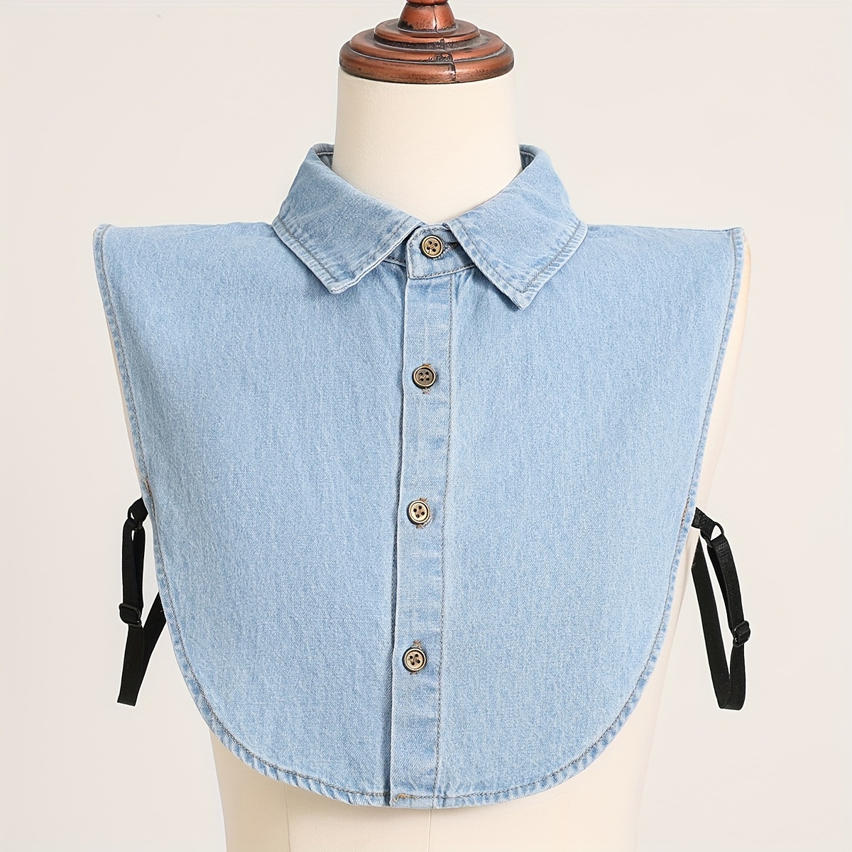 TEMU Unisex Stylish Denim Fake Collar Simple Solid Color Half Shirt Collar Professional Matching False Collar