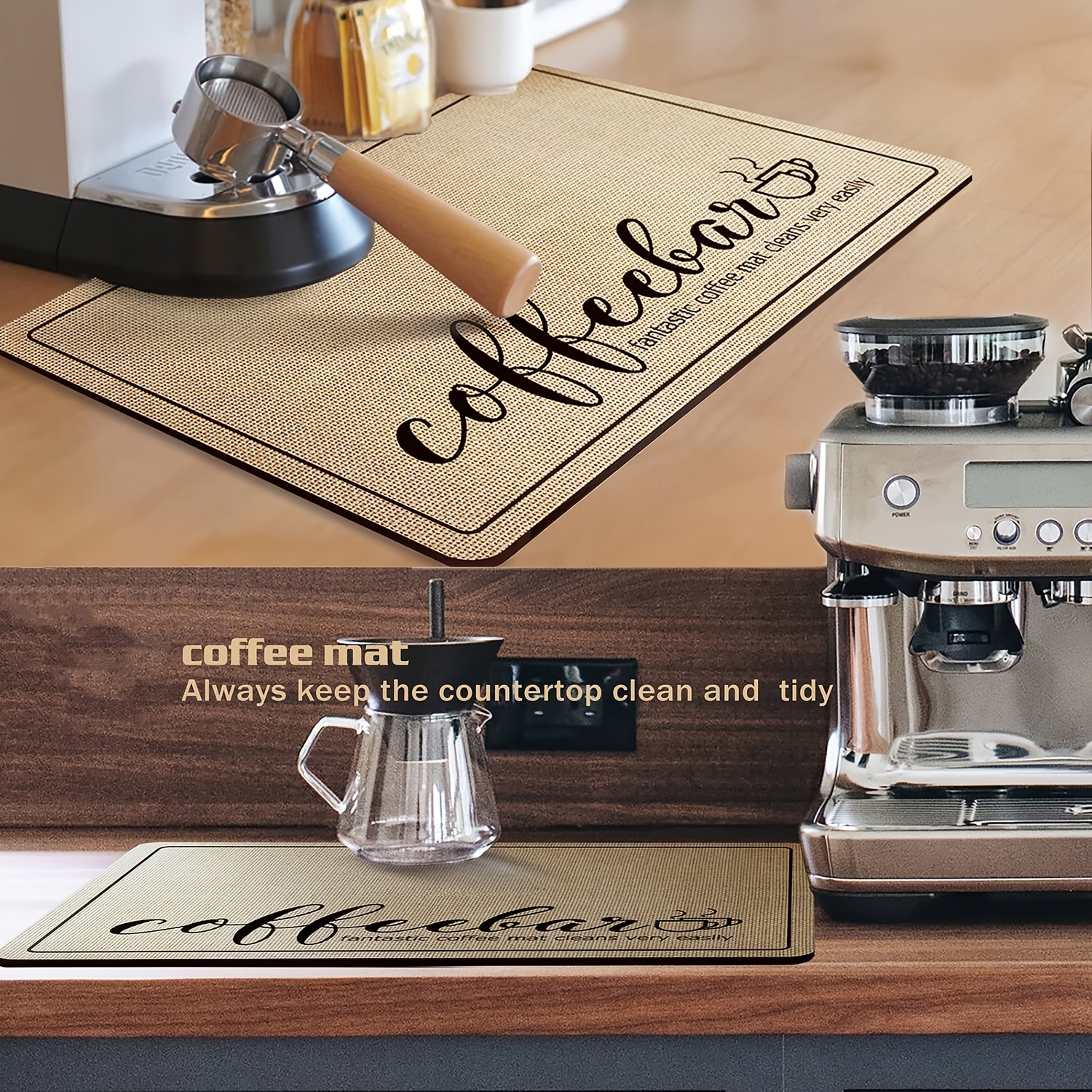 HotLive Coffee Mat - Coffee Bar Mat for Countertops | Coffee Bar  Accessories Fit Under Coffee Maker Espresso Machine | Absorbent Hide Stain  Rubber