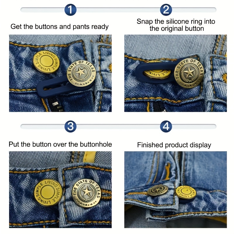 4pcs Expander Button For Extender Jeans Pants Collar, Pants Waist No Sew  Instant Silicone Extender Button For Men And Women