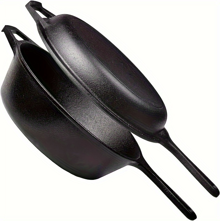 1pc cast iron   pretreated cast iron stew pans cast iron frying pans non stick with heat resistant handles black details 1