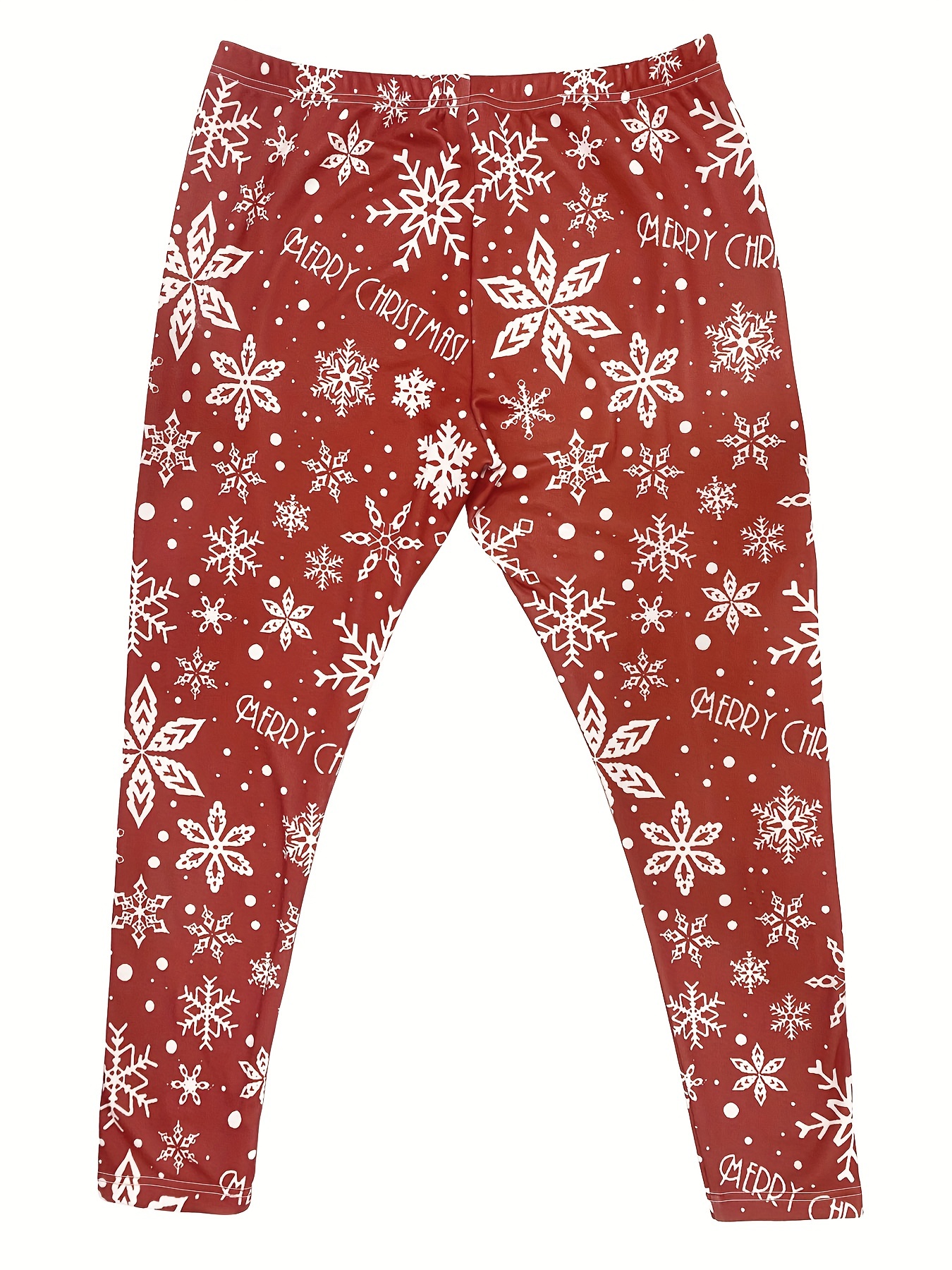 Plus Size Christmas Leggings Women's Plus Snowflake Slogan - Temu