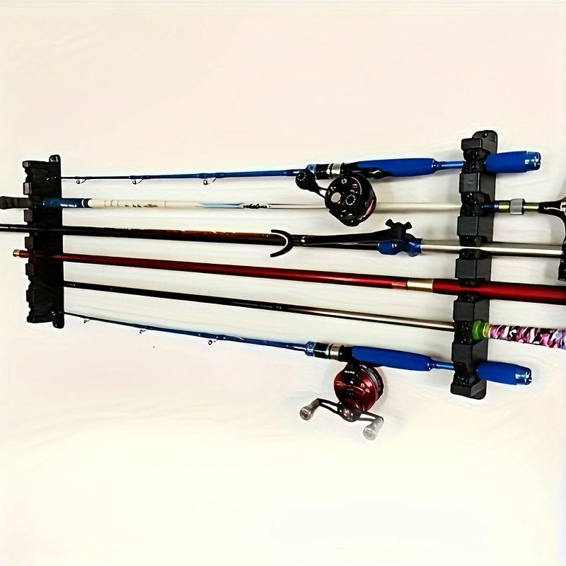 Horizontal Mounted Fishing Rod Holder Storage Rack - 5 Rods Wall Mount 