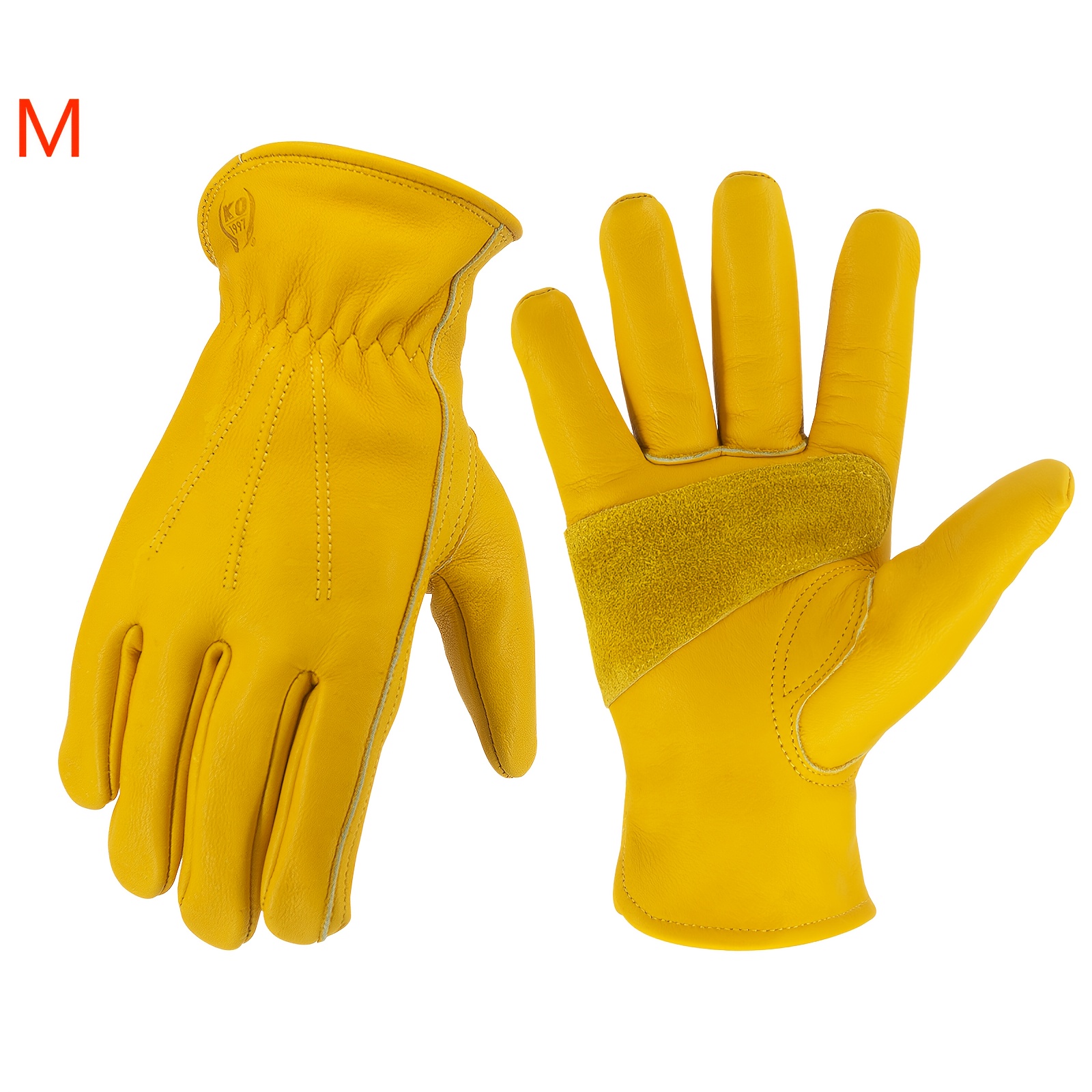 HANDSOME PROTECTION Leather Work Gloves Cowhide Gardening Glove for  Driving/Wood Cutting/Construction/Garden for Men and Women 1 Pair(Small) …