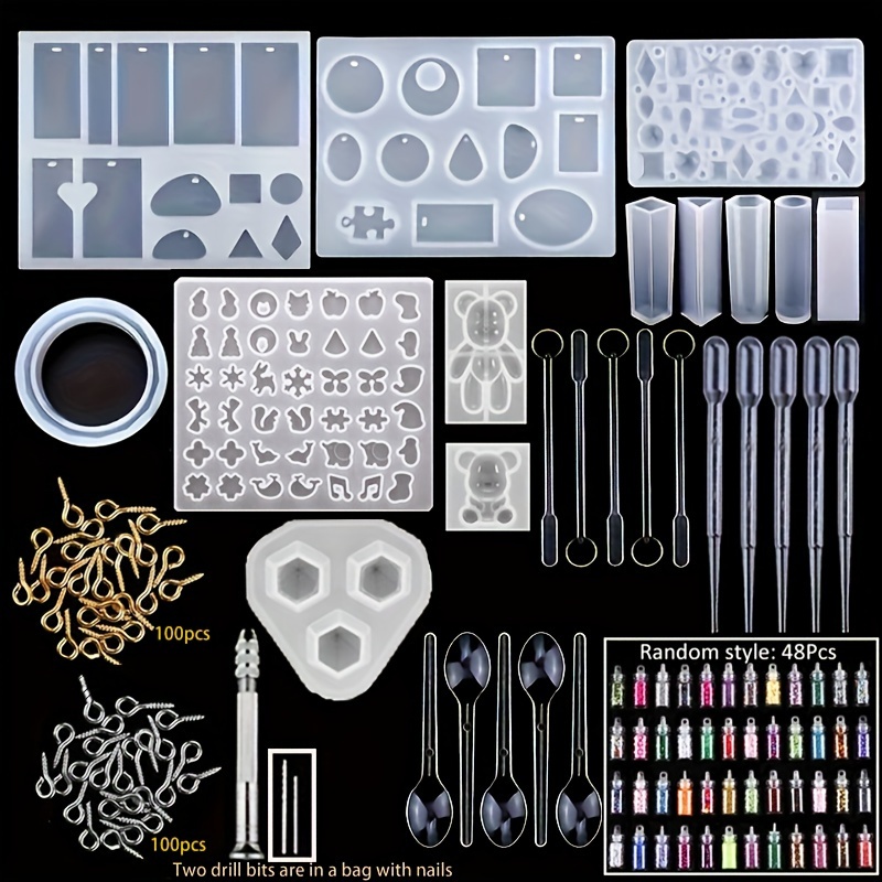 Resin Jewelry Making Kit 240 Pcs Silicone Epoxy Resin Mold Set Keychain Starter  Kit Bundle with Resin Molds and Pigments Tools Included for Resin Beginners  Adults Kids Jewelry Earring Keychain Making XX-Jewelry