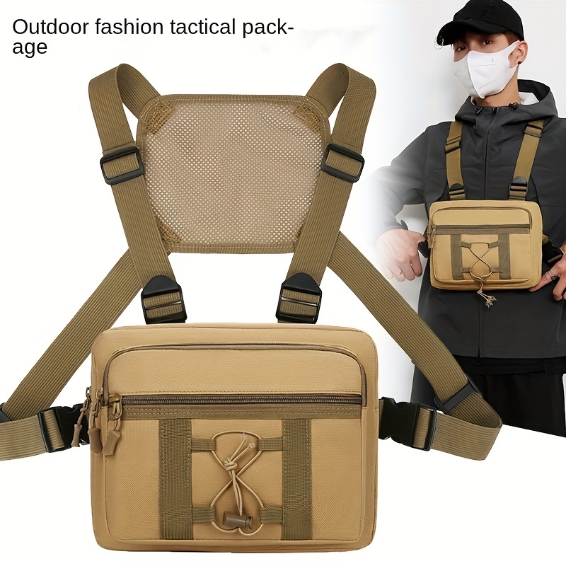 Fashion Men's Chest Bag Reflective Running Waist Bag Running Mobile Phone  Bag Tactical Vest - Temu