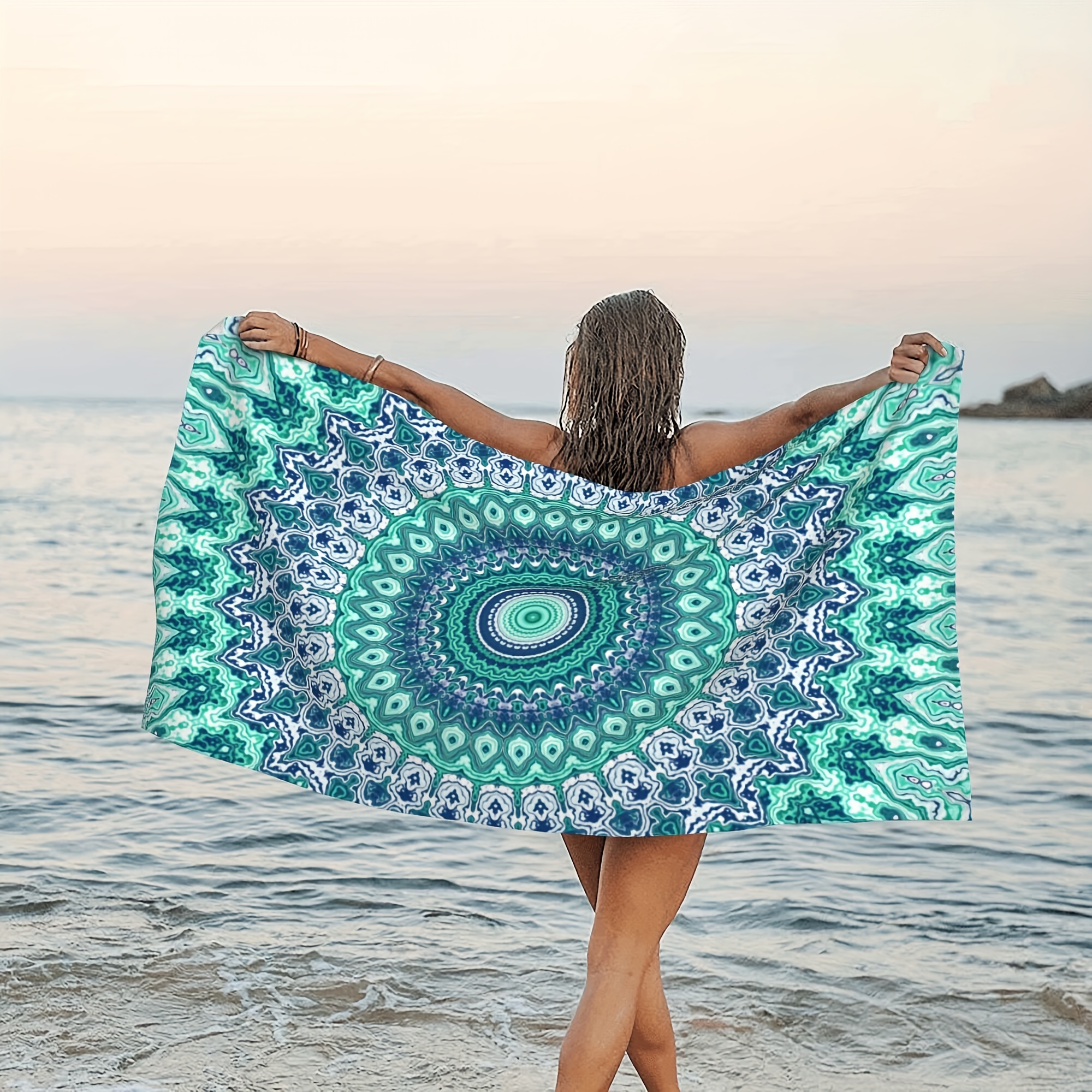 1pc Modello Mandala Floreale Asciugamano Spiaggia Grande - Temu Italy