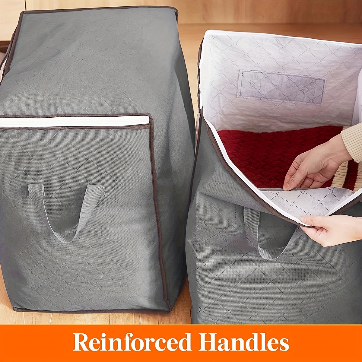 Large Capacity Clothes Storage Bag Organizer Reinforced - Temu Canada