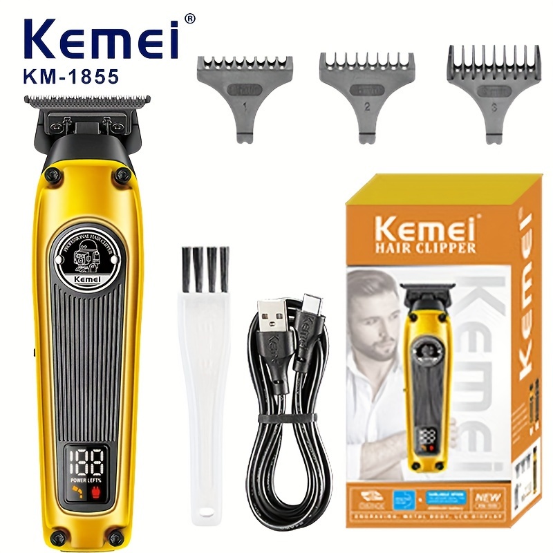 KEMEI Tondeuse à poils pour homme, rasoirs électriques pour barbe et zone  pubienne, lame en céramique amovible, lumière LED, étanche IPX7, cadeau  pour