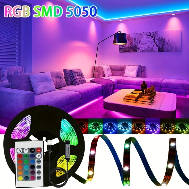 1pc RGB LED Strip Light USB 5 M/150LED Creative TV Backlight Colorful Strip  Lamp With Remote Control Bedroom Decor Lights Bar For Room Bedroom Hallway  Aisle Decoration Lighting