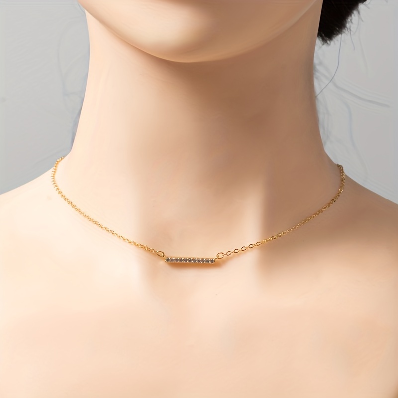  Minimalist Bar Necklace, Simple Horizontal Bar