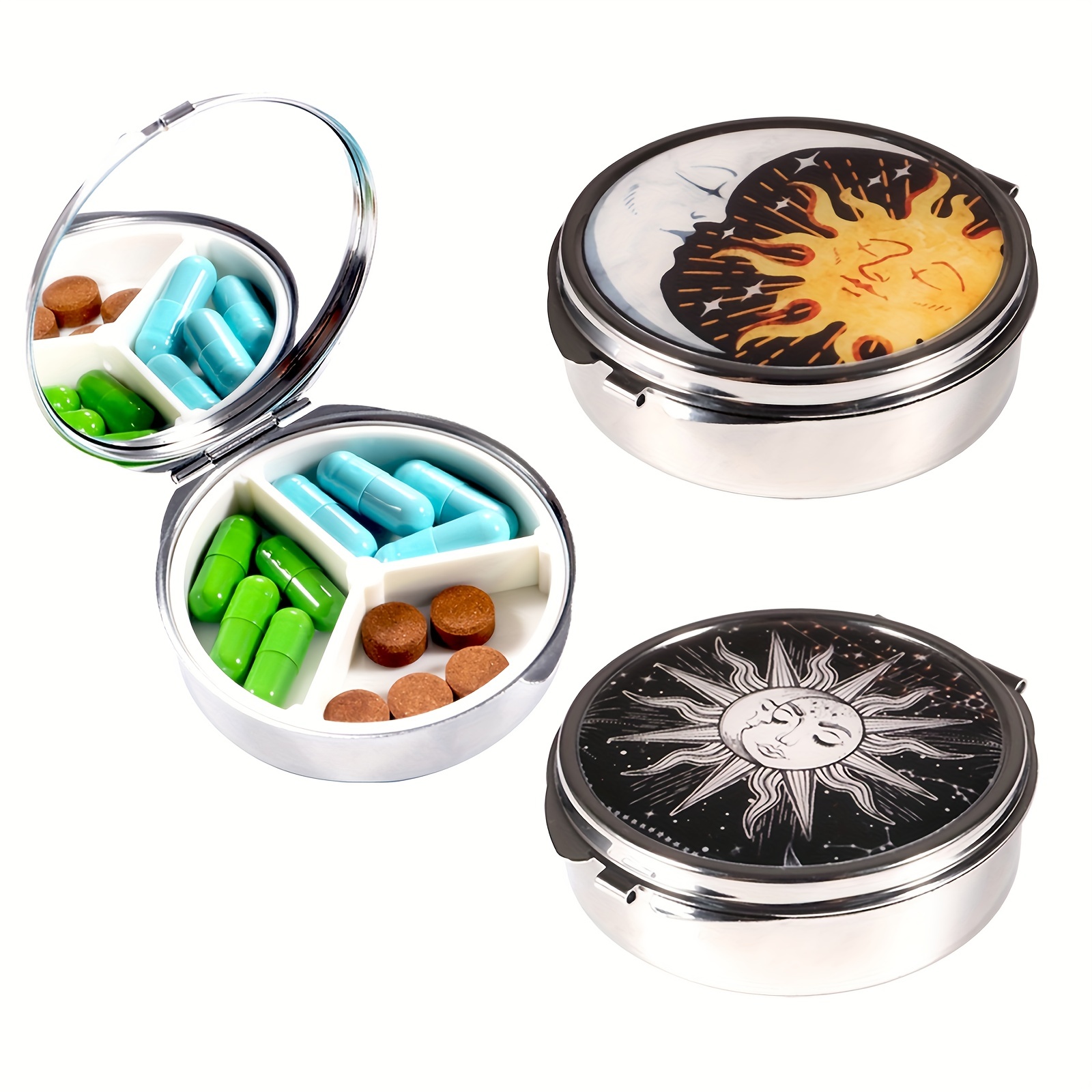 50Pcs Portable 3 Cell Metal Pill Box Container Medicine Pill Case DIY  Crafts Findings Round Medicine Case - AliExpress