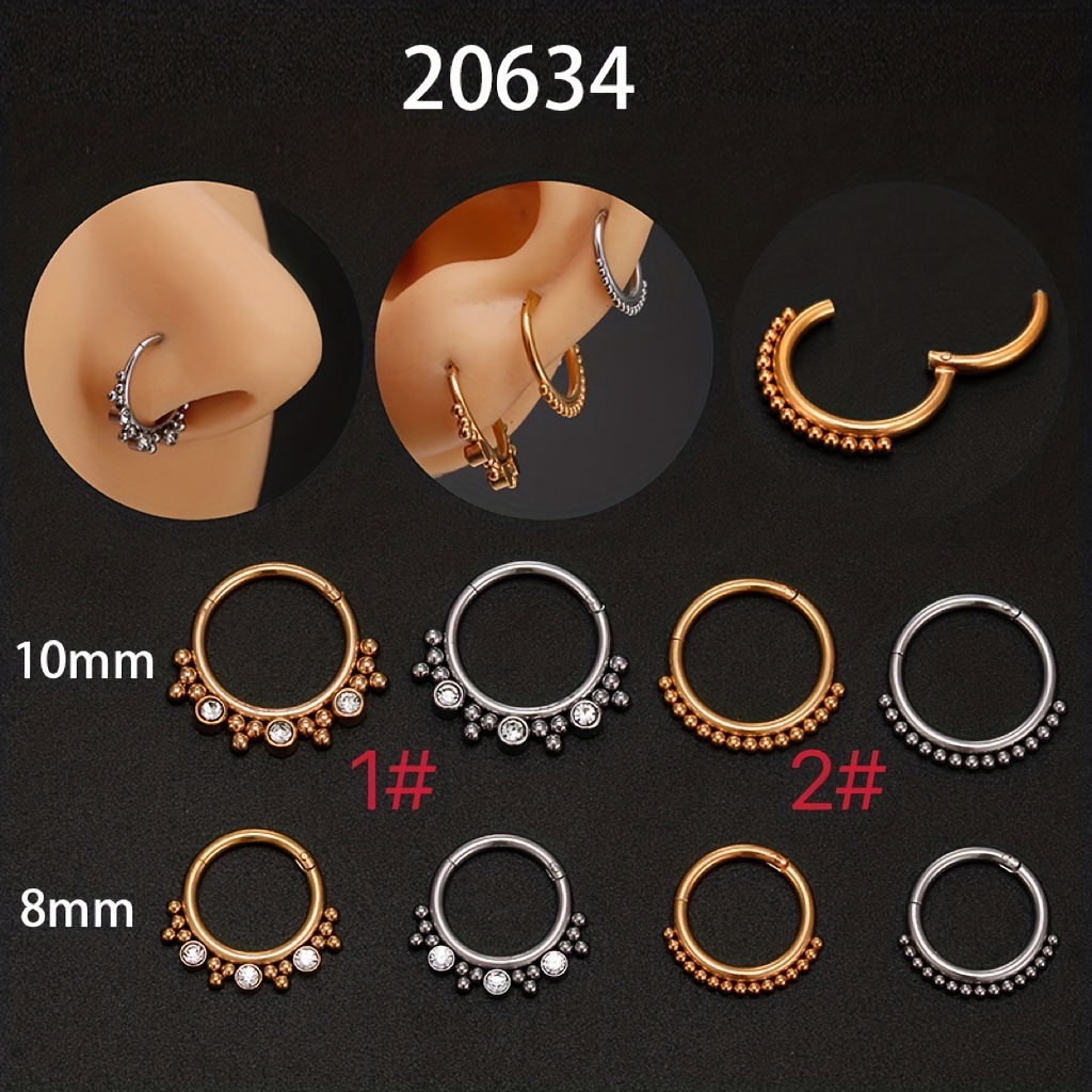 Men's 316L Stainless Steel Zircon Nose and Ear Piercing Ring