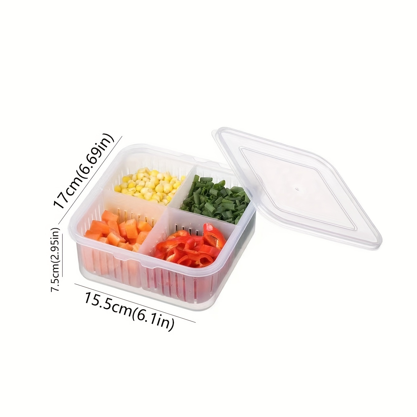 One Four-compartment Removable Fresh-keeping Box Refrigerator Fruit And  Vegetable Storage Kitchen With Lid Storage Box - Temu Germany