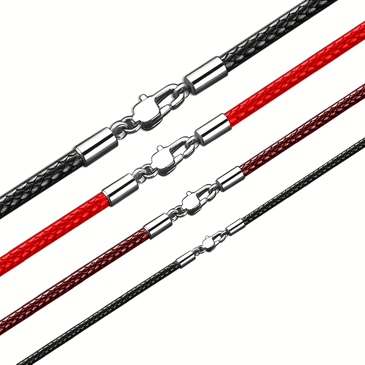 Men's 3mm Wax Cord Choker Necklace with Stainless Steel Clasp
