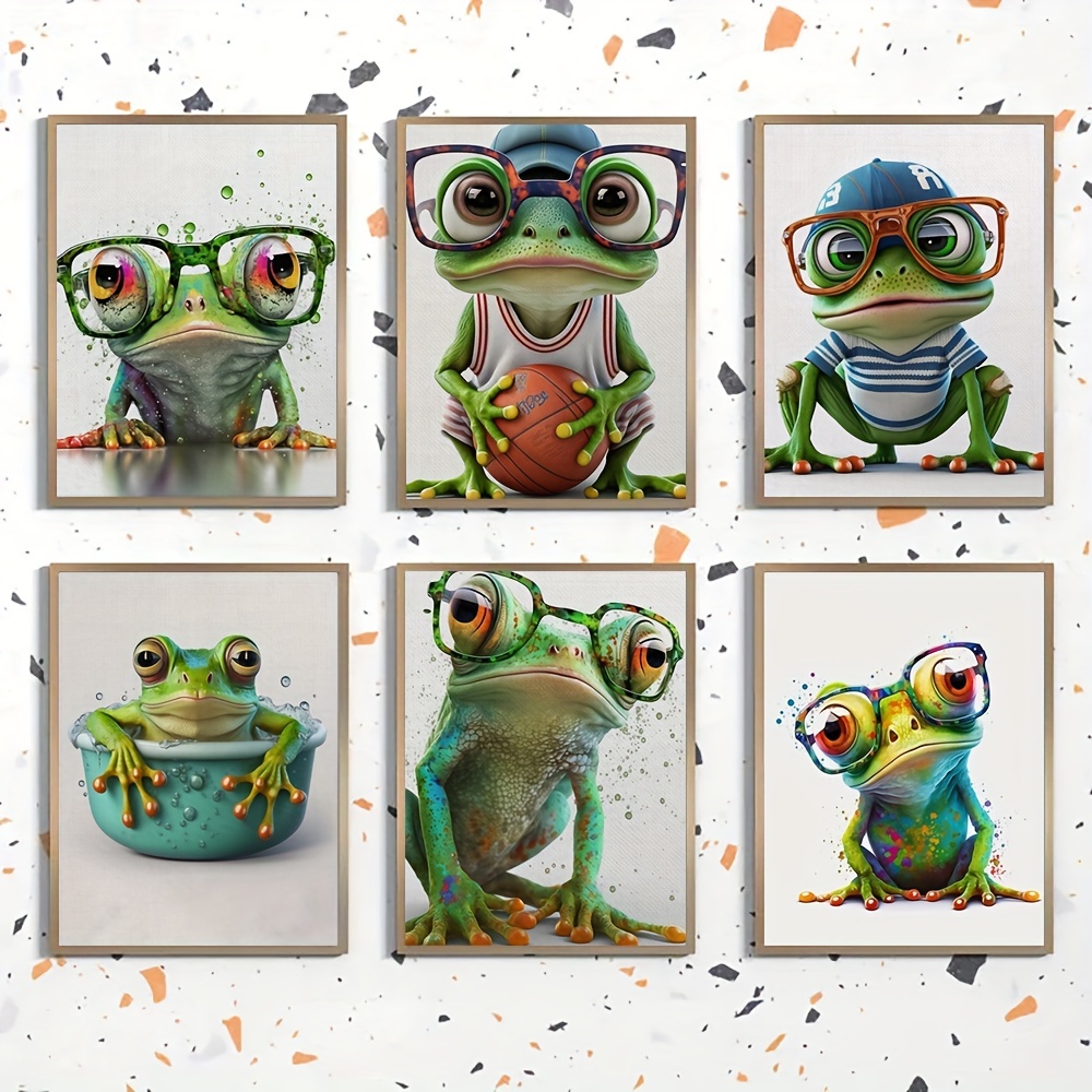 Vintage Frog Wall Art Fashionable Baseball Glasses Temu Canada