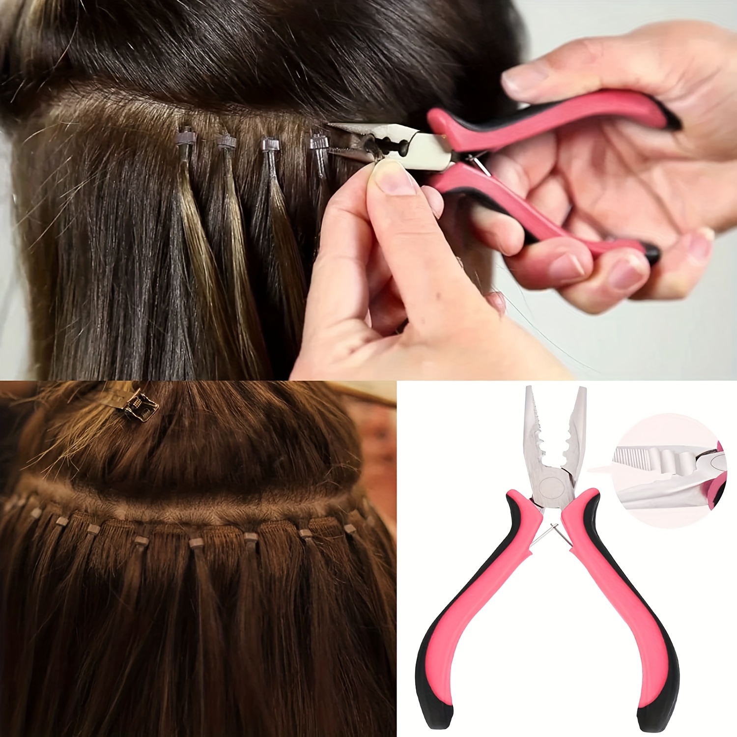 Hair Extensions Kit, Beads Hair Extensions Threader Pulling Hook Pliers,  200pcs Hair Extension Rings, Hair Feathers Extensions Kit - - Temu
