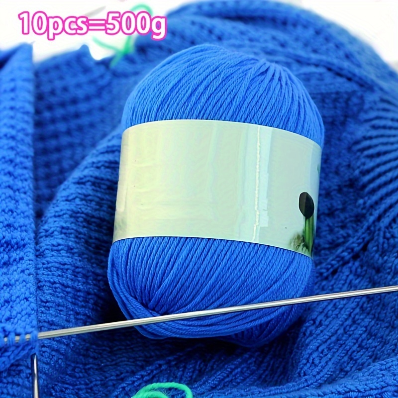 Wool Yarn With Blue Markers Crochet Knitted Yarn For - Temu