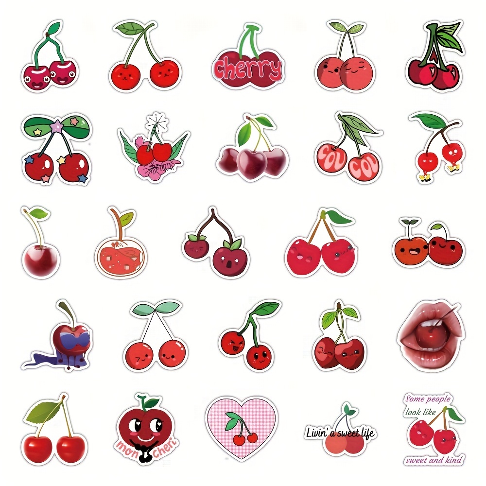 Cherry Stickers Cute Fruit Stickers red Aesthetic Vinyl - Temu United Arab  Emirates