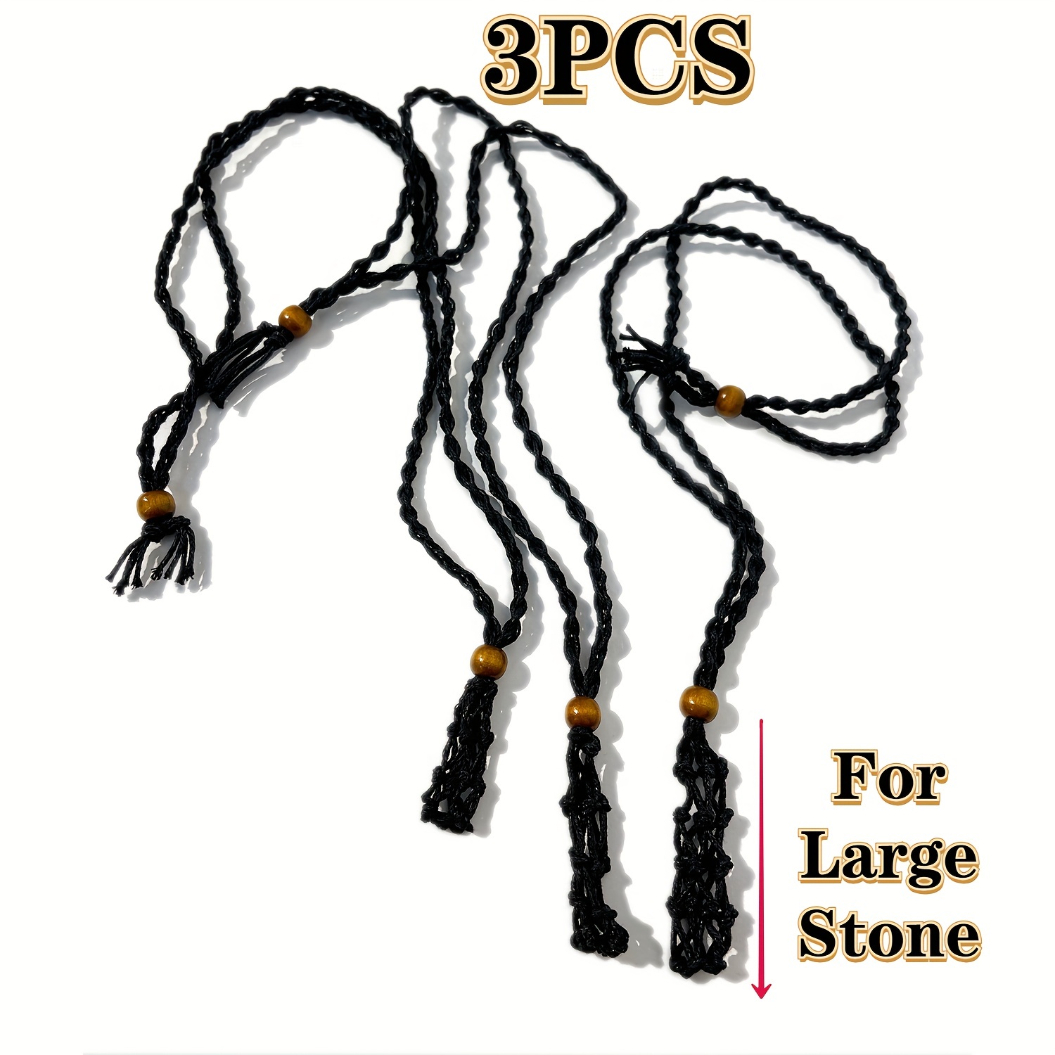3pcs Necklace Cord Empty Stone Holder Crystal Necklace Holder Pendant  Quartz Raw