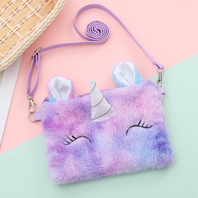 Bolsas de noche Niña Linda Peluche Unicornio Monedero Bebé Niña Mullido  Bolso de hombro Bolso para niños Bolsos cruzados peludos para niñas 230927